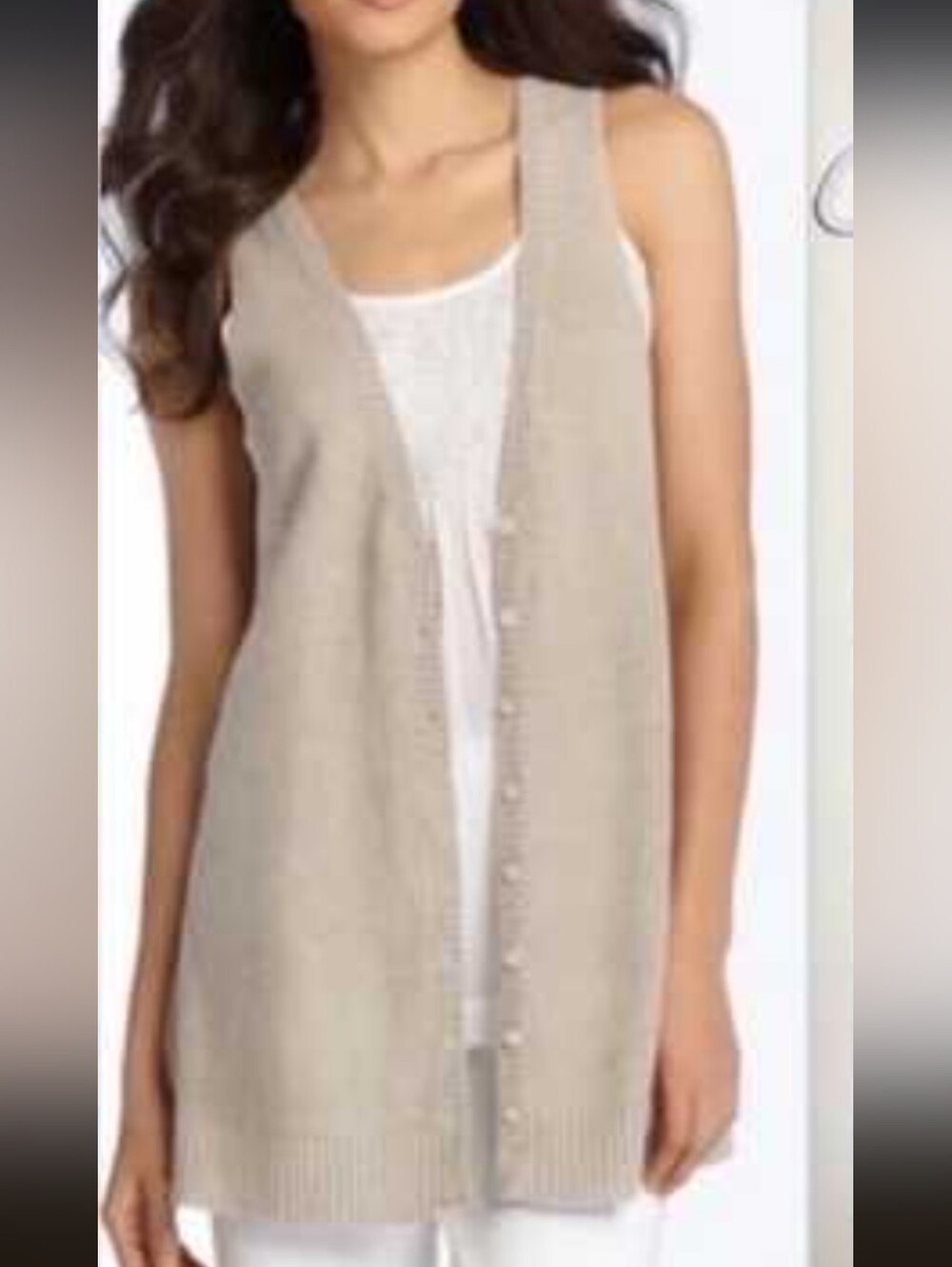 EILEEN FISHER linen knit vest XS S
